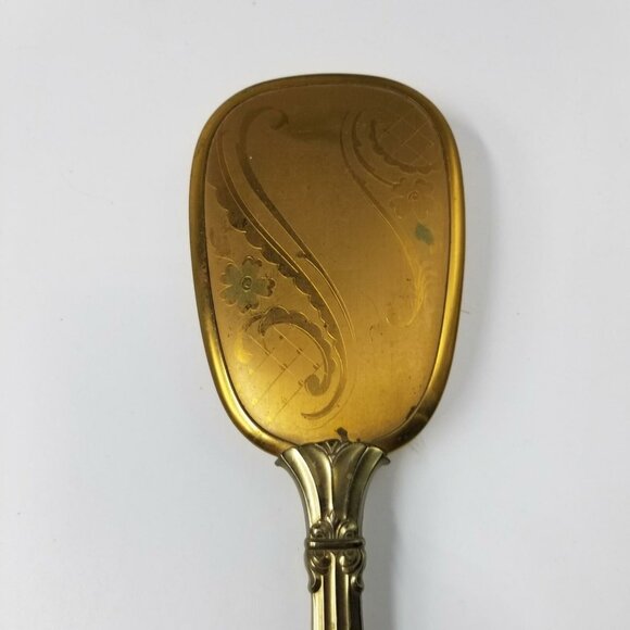 Vintage 40s Matson Vanity Dresser Hand Mirror Gold Comb Brush Regency Glam - Picture 4 of 9